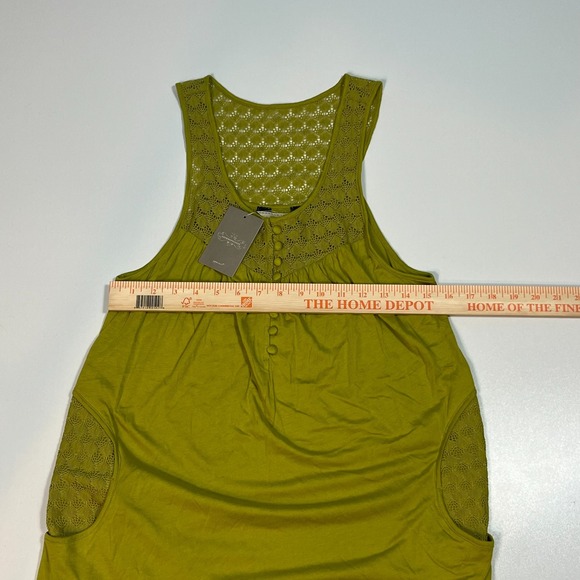 Anthropologie Ric Rac Sleeveless Top Sz M Green Crochet Lace Shirt w/Pockets NWT - Picture 3 of 7